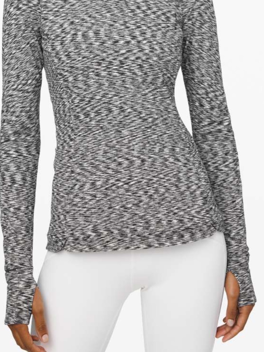 Lululemon Runderful Long Sleeve Shirt Space Dye Black White Rulu Womens